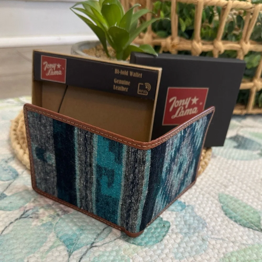 Tony Lama Black and Brown Leather Wallet